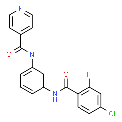 ChemSpider 2D Image | N-{3-[(4-Chloro-2-fluorobenzoyl)amino]phenyl}isonicotinamide | C19H13ClFN3O2