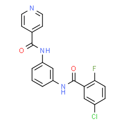 ChemSpider 2D Image | N-{3-[(5-Chloro-2-fluorobenzoyl)amino]phenyl}isonicotinamide | C19H13ClFN3O2