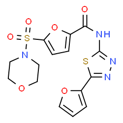 ChemSpider 2D Image | N-[5-(2-Furyl)-1,3,4-thiadiazol-2-yl]-5-(4-morpholinylsulfonyl)-2-furamide | C15H14N4O6S2