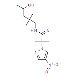 ChemSpider 2D Image | N-(4-Hydroxy-2,2-dimethylpentyl)-2-methyl-2-(4-nitro-1H-pyrazol-1-yl)propanamide | C14H24N4O4