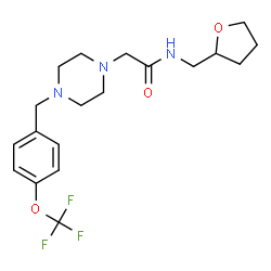 ChemSpider 2D Image | N-(Tetrahydro-2-furanylmethyl)-2-{4-[4-(trifluoromethoxy)benzyl]-1-piperazinyl}acetamide | C19H26F3N3O3