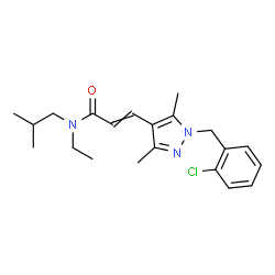 ChemSpider 2D Image | 3-[1-(2-Chlorobenzyl)-3,5-dimethyl-1H-pyrazol-4-yl]-N-ethyl-N-isobutylacrylamide | C21H28ClN3O