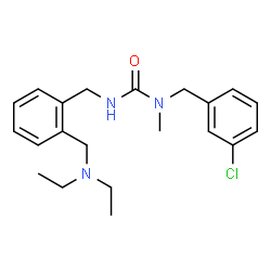 ChemSpider 2D Image | 1-(3-Chlorobenzyl)-3-{2-[(diethylamino)methyl]benzyl}-1-methylurea | C21H28ClN3O