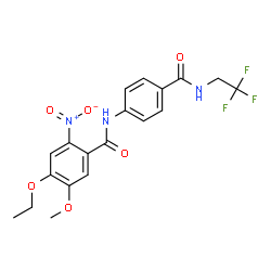 ChemSpider 2D Image | 4-Ethoxy-5-methoxy-2-nitro-N-{4-[(2,2,2-trifluoroethyl)carbamoyl]phenyl}benzamide | C19H18F3N3O6