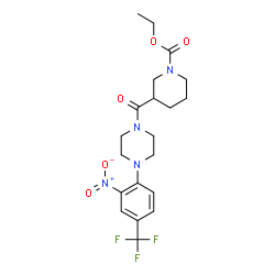 ChemSpider 2D Image | Ethyl 3-({4-[2-nitro-4-(trifluoromethyl)phenyl]-1-piperazinyl}carbonyl)-1-piperidinecarboxylate | C20H25F3N4O5