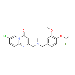 ChemSpider 2D Image | 7-Chloro-2-({[4-(difluoromethoxy)-3-methoxybenzyl](methyl)amino}methyl)-4H-pyrido[1,2-a]pyrimidin-4-one | C19H18ClF2N3O3