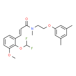 ChemSpider 2D Image | (2E)-3-[2-(Difluoromethoxy)-3-methoxyphenyl]-N-[2-(3,5-dimethylphenoxy)ethyl]-N-methylacrylamide | C22H25F2NO4