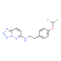 ChemSpider 2D Image | N-{2-[4-(Difluoromethoxy)phenyl]ethyl}tetrazolo[1,5-b]pyridazin-6-amine | C13H12F2N6O