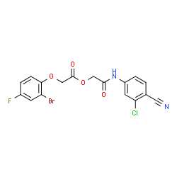 ChemSpider 2D Image | 2-[(3-Chloro-4-cyanophenyl)amino]-2-oxoethyl (2-bromo-4-fluorophenoxy)acetate | C17H11BrClFN2O4