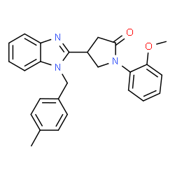 ChemSpider 2D Image | 1-(2-Methoxyphenyl)-4-[1-(4-methylbenzyl)-1H-benzimidazol-2-yl]-2-pyrrolidinone | C26H25N3O2