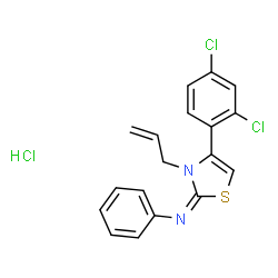 ChemSpider 2D Image | (2E)-3-Allyl-4-(2,4-dichlorophenyl)-N-phenyl-1,3-thiazol-2(3H)-imine hydrochloride (1:1) | C18H15Cl3N2S