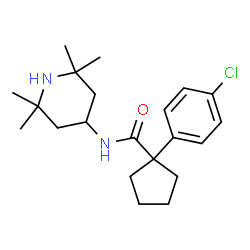 ChemSpider 2D Image | 1-(4-Chlorophenyl)-N-(2,2,6,6-tetramethyl-4-piperidinyl)cyclopentanecarboxamide | C21H31ClN2O