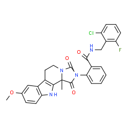 ChemSpider 2D Image | N-(2-Chloro-6-fluorobenzyl)-2-(8-methoxy-11b-methyl-1,3-dioxo-5,6,11,11b-tetrahydro-1H-imidazo[1',5':1,2]pyrido[3,4-b]indol-2(3H)-yl)benzamide | C29H24ClFN4O4