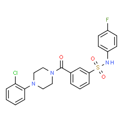 ChemSpider 2D Image | 3-{[4-(2-Chlorophenyl)-1-piperazinyl]carbonyl}-N-(4-fluorophenyl)benzenesulfonamide | C23H21ClFN3O3S