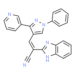 ChemSpider 2D Image | (2Z)-2-(1H-Benzimidazol-2-yl)-3-[1-phenyl-3-(3-pyridinyl)-1H-pyrazol-4-yl]acrylonitrile | C24H16N6