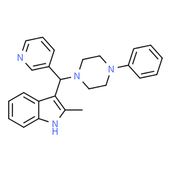 ChemSpider 2D Image | 2-Methyl-3-[(4-phenyl-1-piperazinyl)(3-pyridinyl)methyl]-1H-indole | C25H26N4