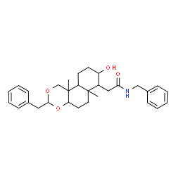 ChemSpider 2D Image | N-Benzyl-2-(3-benzyl-8-hydroxy-6a,10b-dimethyldecahydro-1H-naphtho[2,1-d][1,3]dioxin-7-yl)acetamide | C30H39NO4