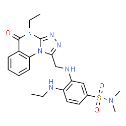 ChemSpider 2D Image | 4-(Ethylamino)-3-{[(4-ethyl-5-oxo-4,5-dihydro[1,2,4]triazolo[4,3-a]quinazolin-1-yl)methyl]amino}-N,N-dimethylbenzenesulfonamide | C22H27N7O3S