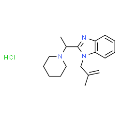 ChemSpider 2D Image | 1-(2-Methyl-2-propen-1-yl)-2-[1-(1-piperidinyl)ethyl]-1H-benzimidazole hydrochloride (1:1) | C18H26ClN3