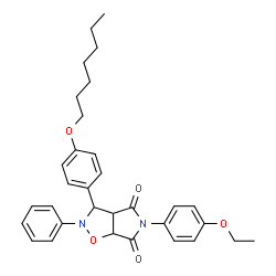ChemSpider 2D Image | 5-(4-Ethoxyphenyl)-3-[4-(heptyloxy)phenyl]-2-phenyldihydro-2H-pyrrolo[3,4-d][1,2]oxazole-4,6(3H,5H)-dione | C32H36N2O5
