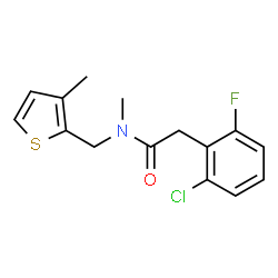 ChemSpider 2D Image | 2-(2-Chloro-6-fluorophenyl)-N-methyl-N-[(3-methyl-2-thienyl)methyl]acetamide | C15H15ClFNOS