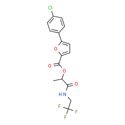 ChemSpider 2D Image | 1-Oxo-1-[(2,2,2-trifluoroethyl)amino]-2-propanyl 5-(4-chlorophenyl)-2-furoate | C16H13ClF3NO4