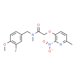 ChemSpider 2D Image | N-(3-Fluoro-4-methoxybenzyl)-N-methyl-2-[(6-methyl-2-nitro-3-pyridinyl)oxy]acetamide | C17H18FN3O5