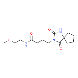 ChemSpider 2D Image | 4-(2,4-Dioxo-1,3-diazaspiro[4.4]non-3-yl)-N-(2-methoxyethyl)butanamide | C14H23N3O4