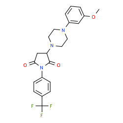 ChemSpider 2D Image | 3-[4-(3-Methoxyphenyl)-1-piperazinyl]-1-[4-(trifluoromethyl)phenyl]-2,5-pyrrolidinedione | C22H22F3N3O3