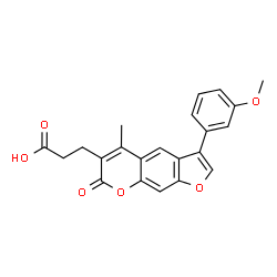 ChemSpider 2D Image | 3-[3-(3-Methoxyphenyl)-5-methyl-7-oxo-7H-furo[3,2-g]chromen-6-yl]propanoic acid | C22H18O6