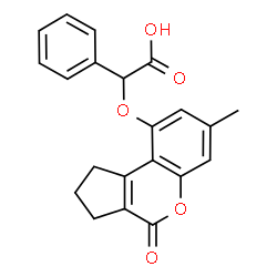 ChemSpider 2D Image | [(7-Methyl-4-oxo-1,2,3,4-tetrahydrocyclopenta[c]chromen-9-yl)oxy](phenyl)acetic acid | C21H18O5