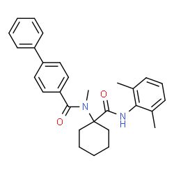 ChemSpider 2D Image | N-{1-[(2,6-Dimethylphenyl)carbamoyl]cyclohexyl}-N-methyl-4-biphenylcarboxamide | C29H32N2O2
