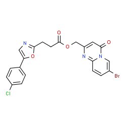 ChemSpider 2D Image | (7-Bromo-4-oxo-4H-pyrido[1,2-a]pyrimidin-2-yl)methyl 3-[5-(4-chlorophenyl)-1,3-oxazol-2-yl]propanoate | C21H15BrClN3O4
