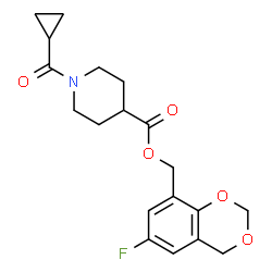 ChemSpider 2D Image | (6-Fluoro-4H-1,3-benzodioxin-8-yl)methyl 1-(cyclopropylcarbonyl)-4-piperidinecarboxylate | C19H22FNO5