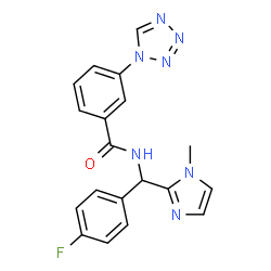 ChemSpider 2D Image | N-[(4-Fluorophenyl)(1-methyl-1H-imidazol-2-yl)methyl]-3-(1H-tetrazol-1-yl)benzamide | C19H16FN7O