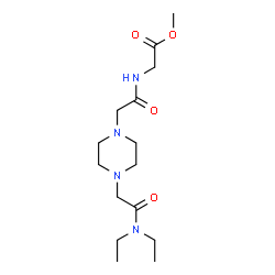 ChemSpider 2D Image | Methyl N-({4-[2-(diethylamino)-2-oxoethyl]-1-piperazinyl}acetyl)glycinate | C15H28N4O4