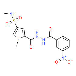 ChemSpider 2D Image | N,1-Dimethyl-5-{[2-(3-nitrobenzoyl)hydrazino]carbonyl}-1H-pyrrole-3-sulfonamide | C14H15N5O6S