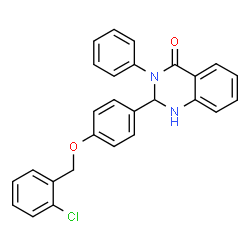 ChemSpider 2D Image | 2-{4-[(2-Chlorobenzyl)oxy]phenyl}-3-phenyl-2,3-dihydro-4(1H)-quinazolinone | C27H21ClN2O2