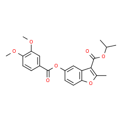 ChemSpider 2D Image | Isopropyl 5-[(3,4-dimethoxybenzoyl)oxy]-2-methyl-1-benzofuran-3-carboxylate | C22H22O7