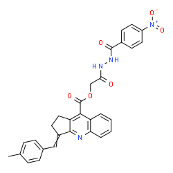 ChemSpider 2D Image | 2-[2-(4-Nitrobenzoyl)hydrazino]-2-oxoethyl 3-(4-methylbenzylidene)-2,3-dihydro-1H-cyclopenta[b]quinoline-9-carboxylate | C30H24N4O6