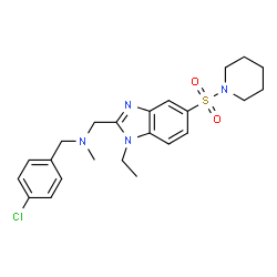 ChemSpider 2D Image | 1-(4-Chlorophenyl)-N-{[1-ethyl-5-(1-piperidinylsulfonyl)-1H-benzimidazol-2-yl]methyl}-N-methylmethanamine | C23H29ClN4O2S