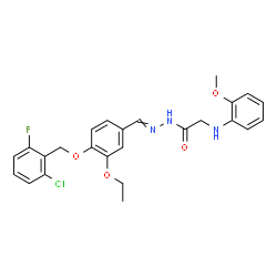 ChemSpider 2D Image | N'-{4-[(2-Chloro-6-fluorobenzyl)oxy]-3-ethoxybenzylidene}-2-[(2-methoxyphenyl)amino]acetohydrazide | C25H25ClFN3O4
