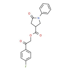 ChemSpider 2D Image | 2-(4-Fluorophenyl)-2-oxoethyl 5-oxo-1-phenyl-3-pyrrolidinecarboxylate | C19H16FNO4