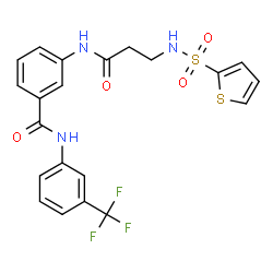 ChemSpider 2D Image | 3-{[N-(2-Thienylsulfonyl)-beta-alanyl]amino}-N-[3-(trifluoromethyl)phenyl]benzamide | C21H18F3N3O4S2