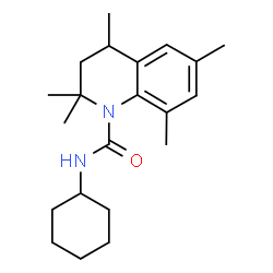 ChemSpider 2D Image | N-Cyclohexyl-2,2,4,6,8-pentamethyl-3,4-dihydro-1(2H)-quinolinecarboxamide | C21H32N2O