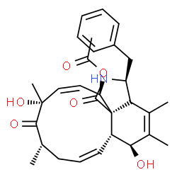 ChemSpider 2D Image | (3S,3aS,6S,6aR,7Z,10S,12R,13Z,15R,15aR)-3-Benzyl-6,12-dihydroxy-4,5,10,12-tetramethyl-1,11-dioxo-2,3,3a,6,6a,9,10,11,12,15-decahydro-1H-cycloundeca[d]isoindol-15-yl acetate | C30H37NO6