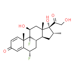 ChemSpider 2D Image | (6alpha,9xi,11beta,16alpha)-6,9-Difluoro-11,17,21-trihydroxy-16-methylpregna-1,4-diene-3,20-dione | C22H28F2O5