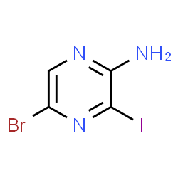 ChemSpider 2D Image | 5-Bromo-3-iodo-2-pyrazinamine | C4H3BrIN3
