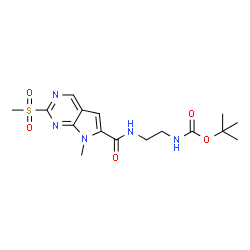 ChemSpider 2D Image | 2-Methyl-2-propanyl [2-({[7-methyl-2-(methylsulfonyl)-7H-pyrrolo[2,3-d]pyrimidin-6-yl]carbonyl}amino)ethyl]carbamate | C16H23N5O5S