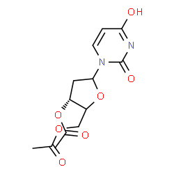 ChemSpider 2D Image | 1-[(4xi)-3,5-Di-O-acetyl-2-deoxy-L-glycero-pentofuranosyl]-2,4(1H,3H)-pyrimidinedione | C13H16N2O7